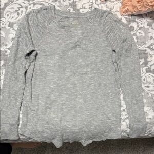 American Eagle Outfitters Gray Ribbed Long Sleeve Top